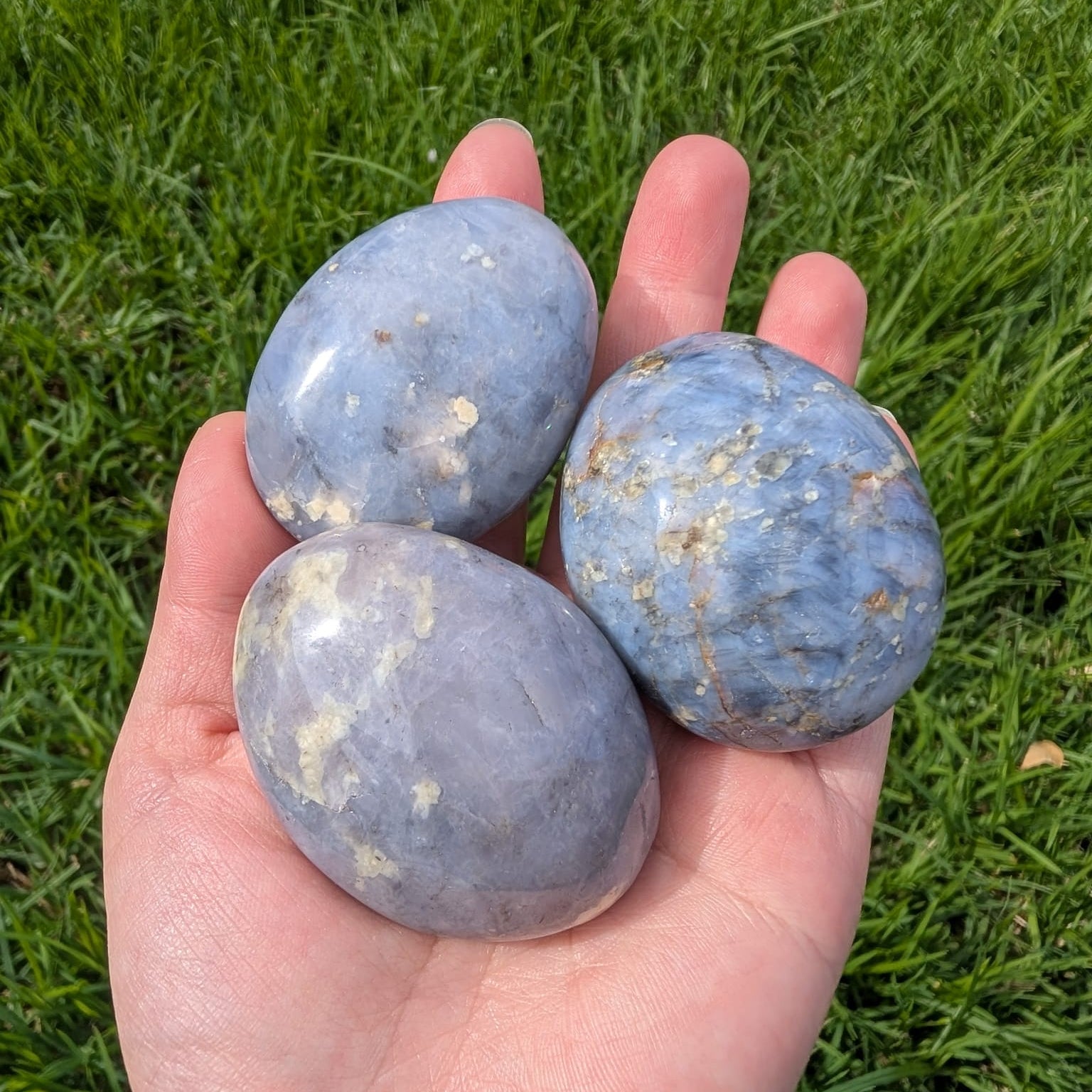 Blue Quartz Palm Stone