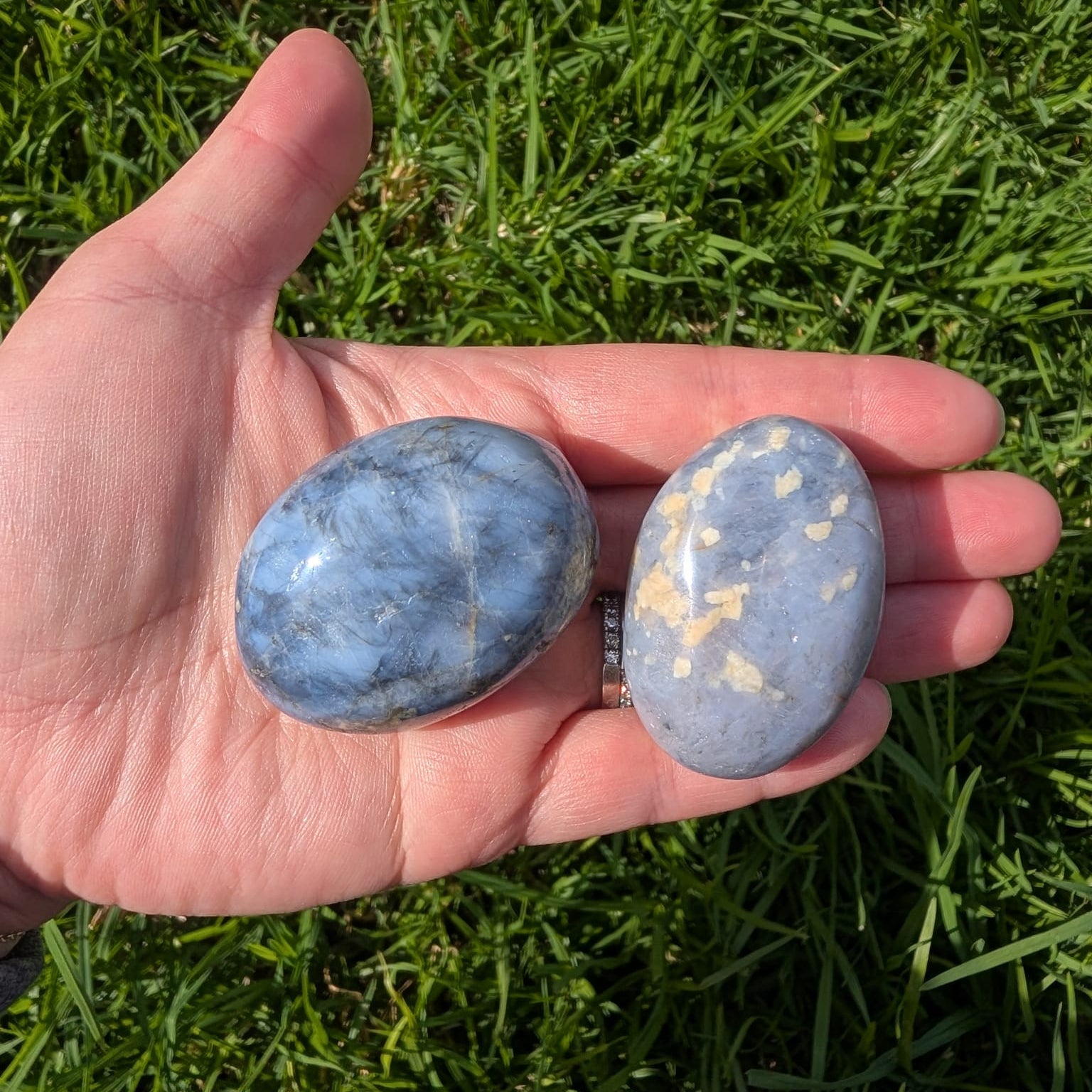 Blue Quartz Palm Stone