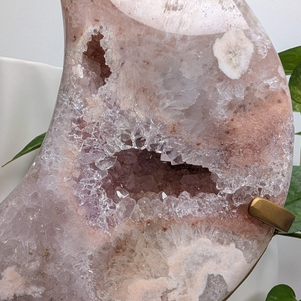 Pink Amethyst Moon on Stand