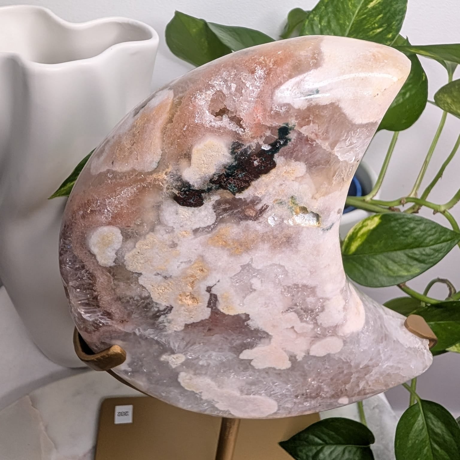 Pink Amethyst Moon on Stand