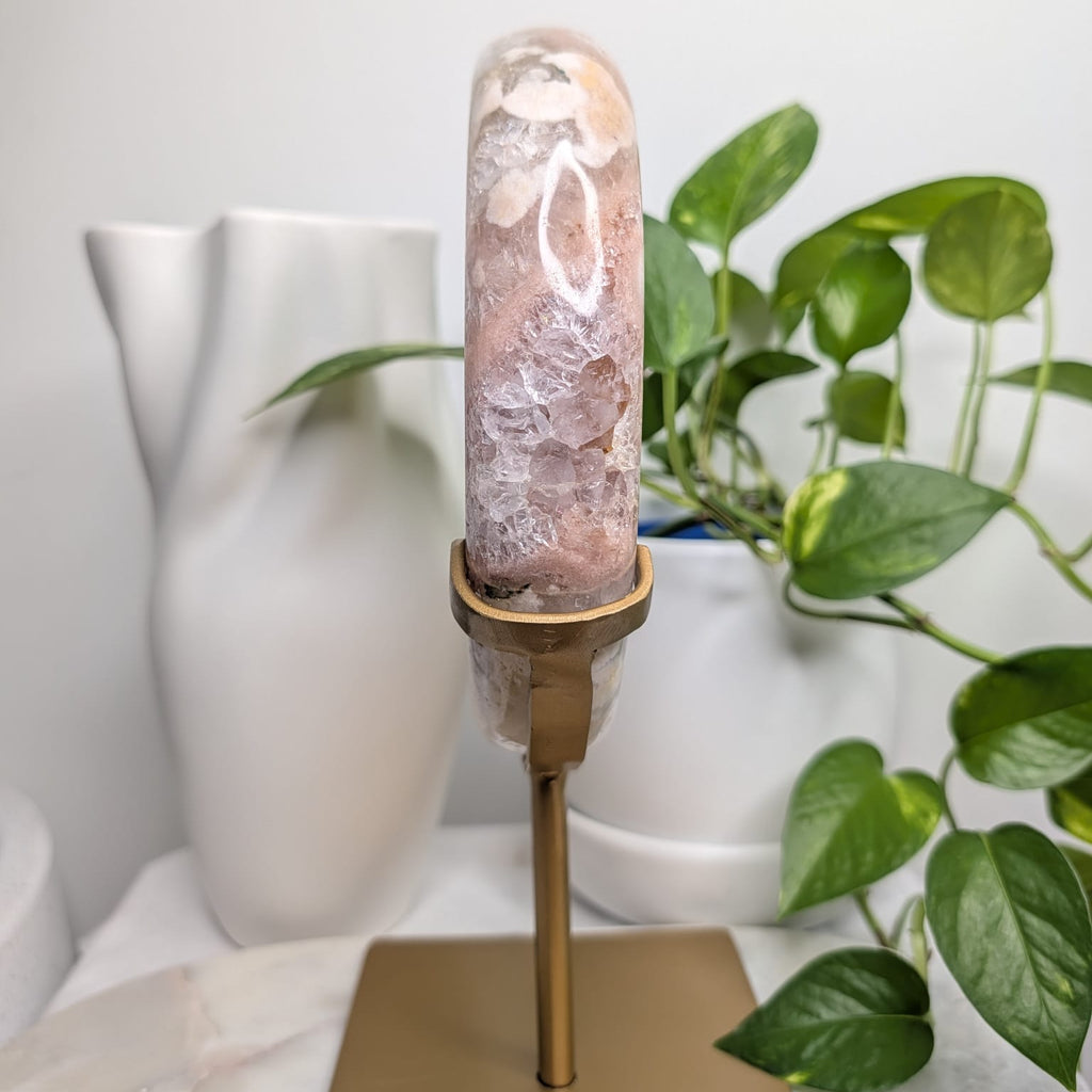 Pink Amethyst Moon on Stand