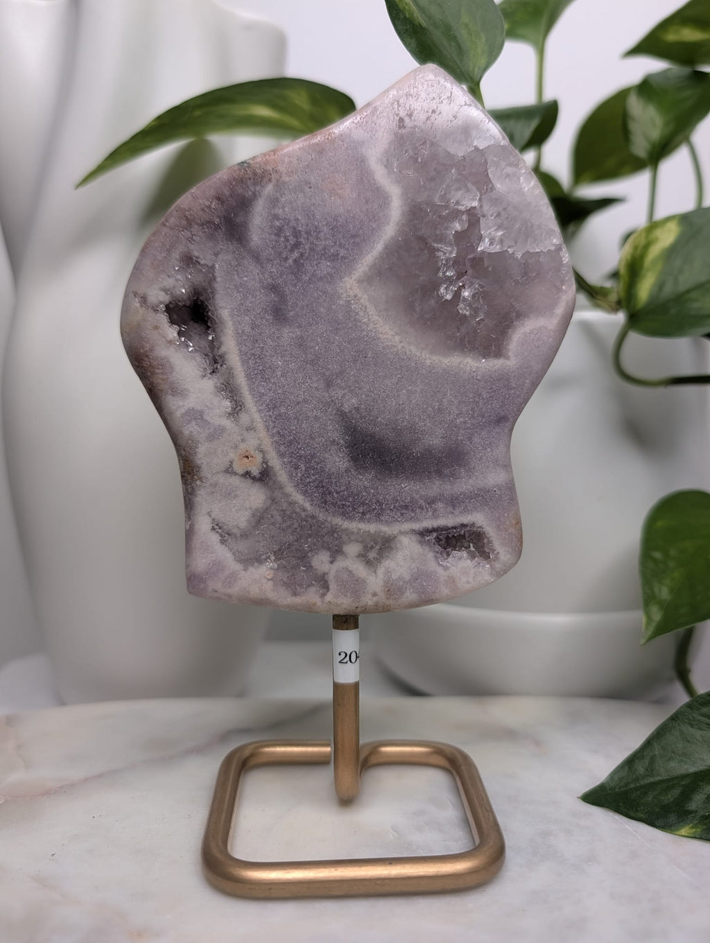 Pink-Lilac Amethyst Slab on Stand