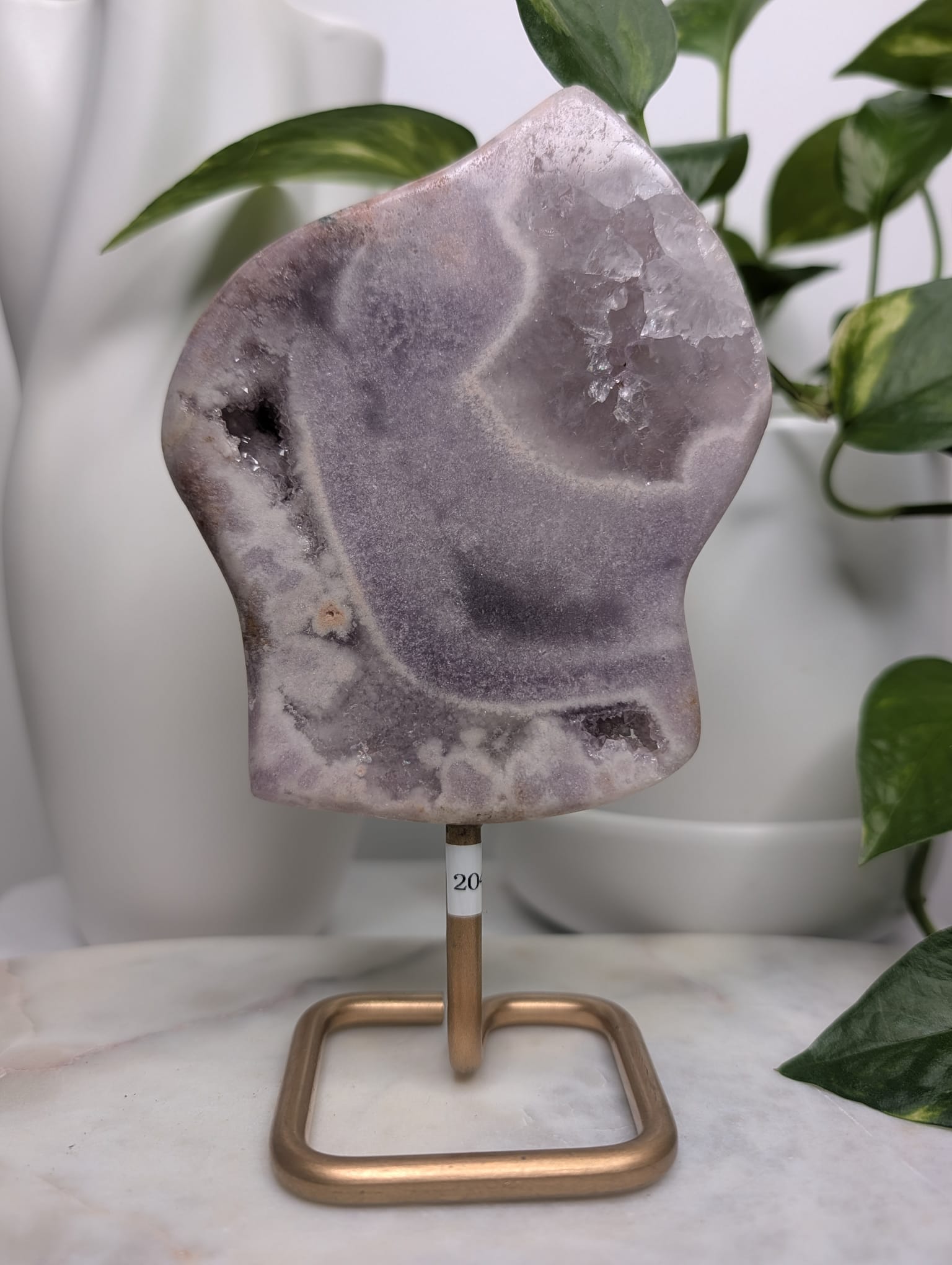 Pink-Lilac Amethyst Slab on Stand