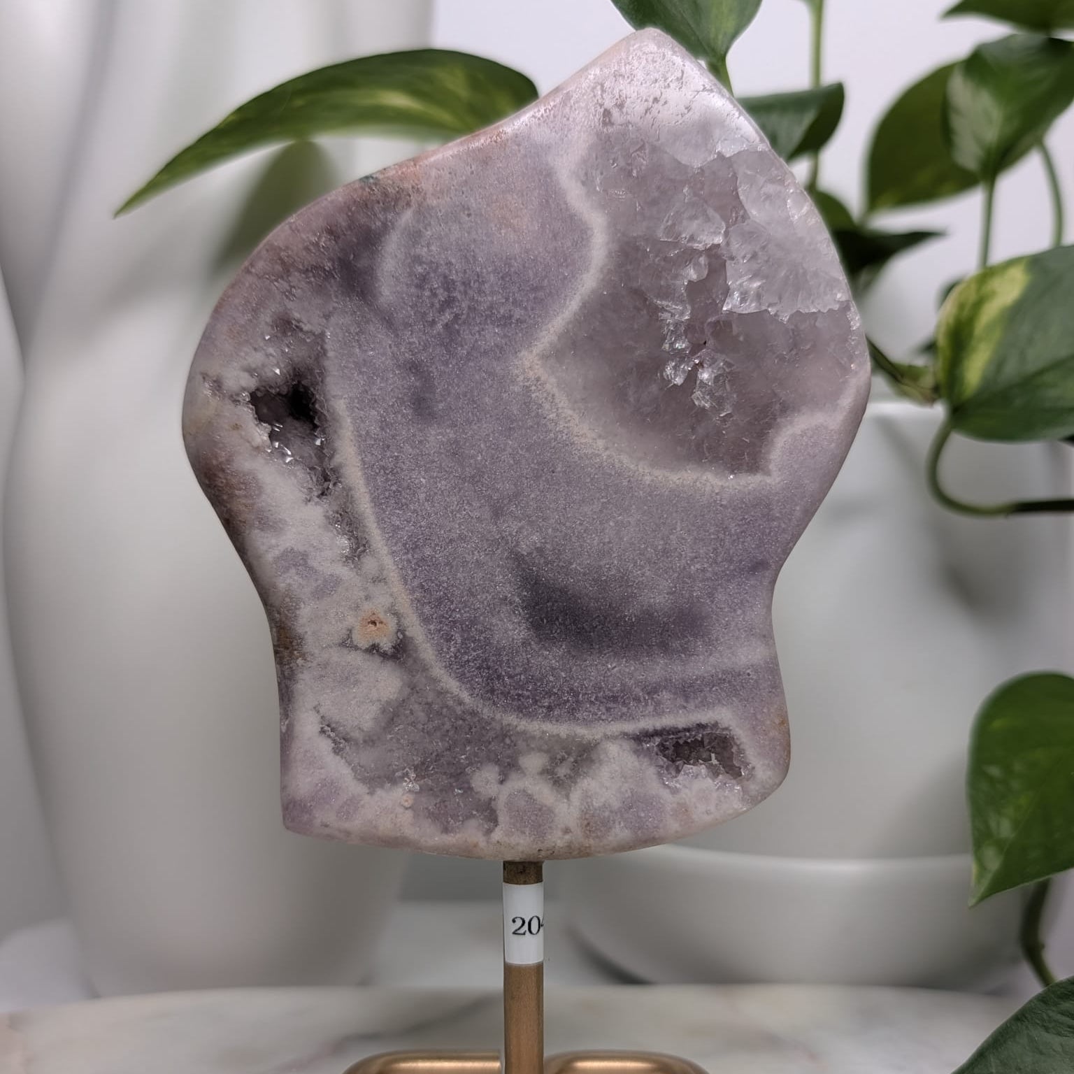 Pink-Lilac Amethyst Slab on Stand