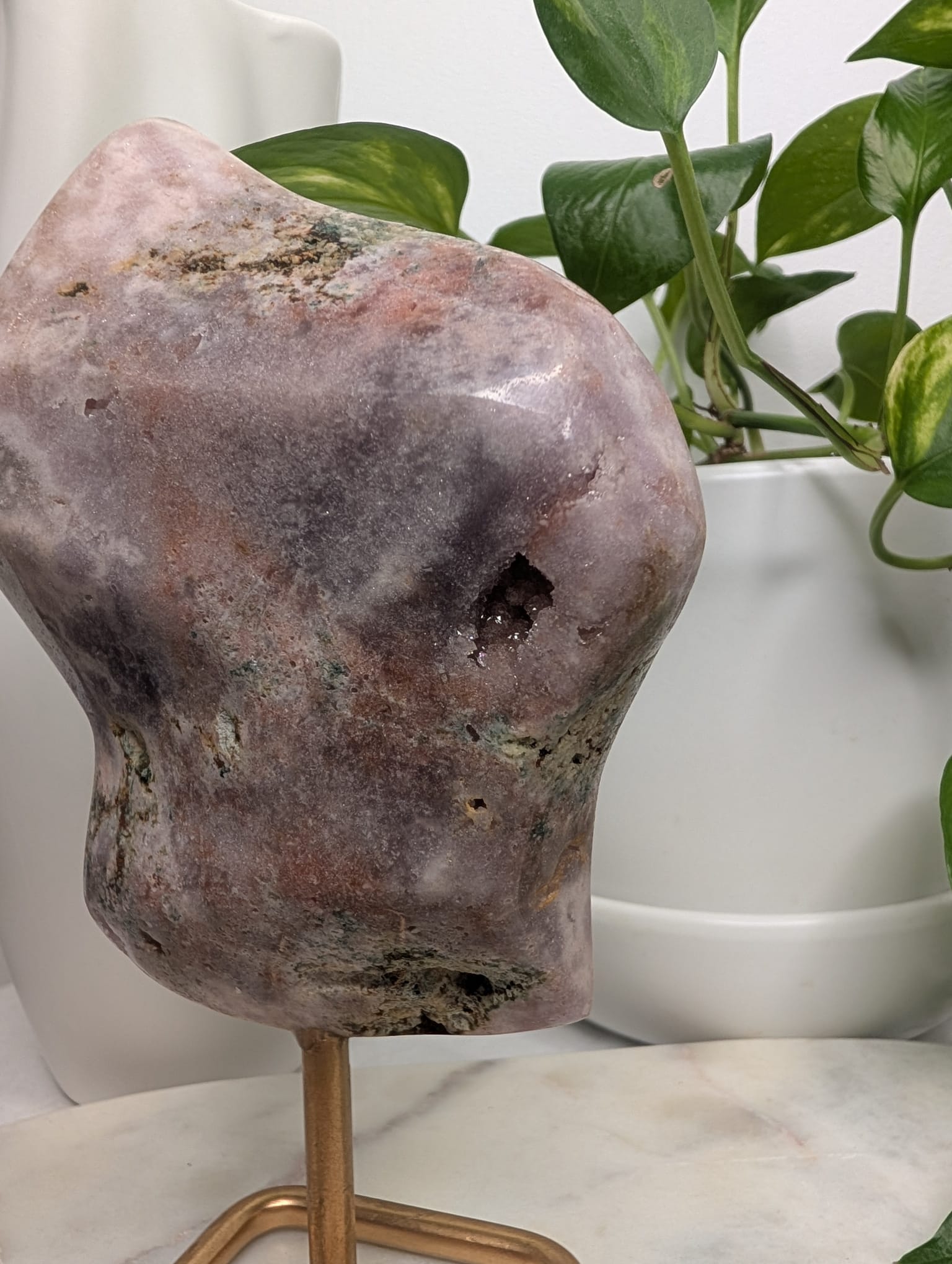 Pink-Lilac Amethyst Slab on Stand