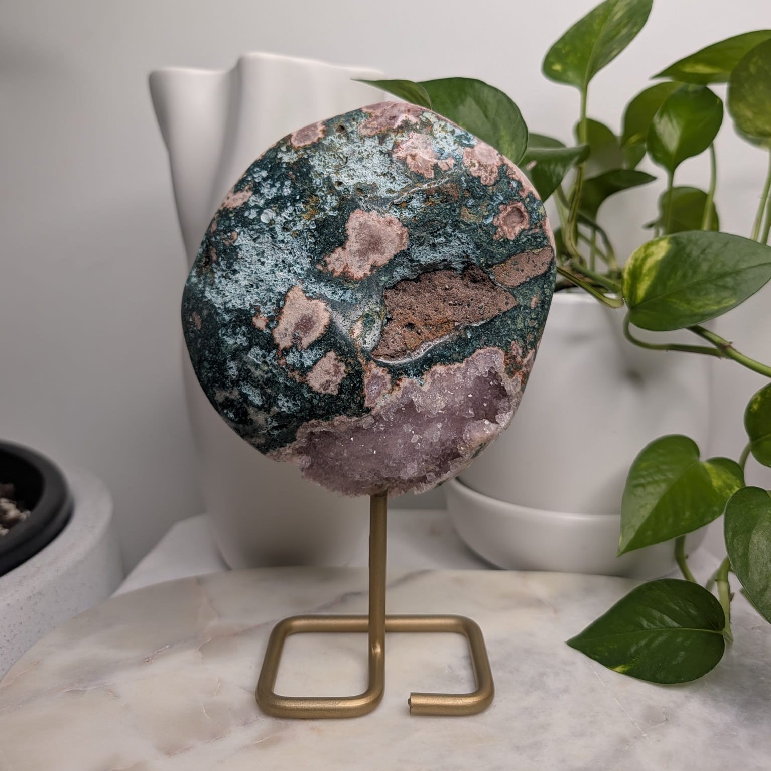 Pink Amethyst Slab on Stand