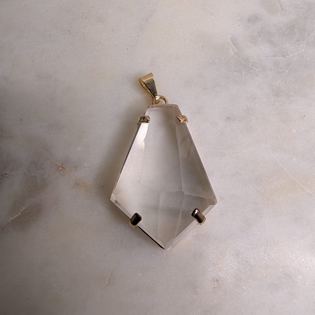 Quartz Freeform Pendant- 25K gold plated