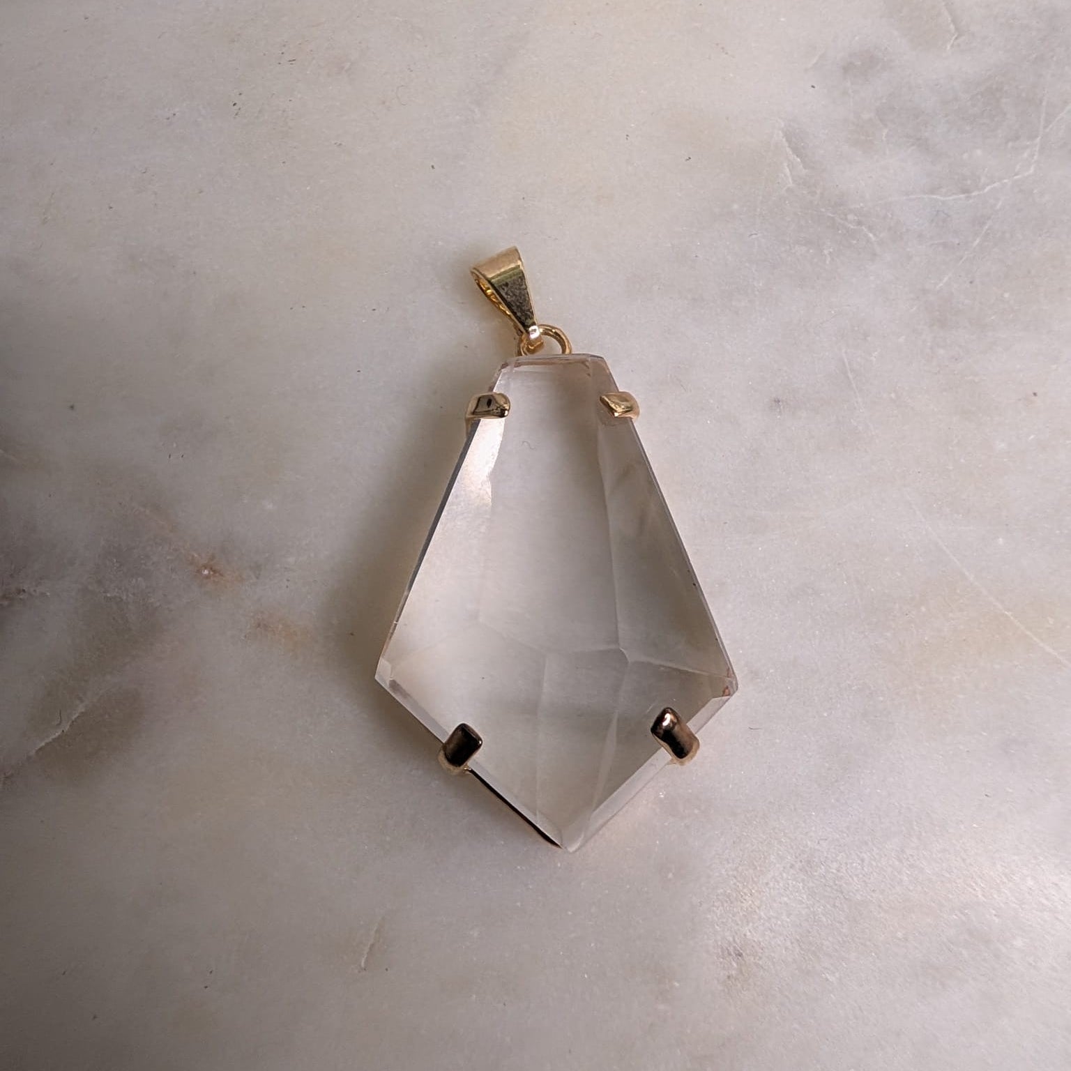 Quartz Freeform Pendant- 25K gold plated