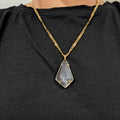 Quartz Freeform Pendant- 25K gold plated