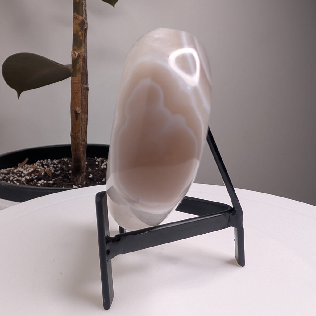 Agate Heart with Druzy Quartz Centre on stand