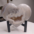 Agate Heart with Druzy Quartz Centre on stand