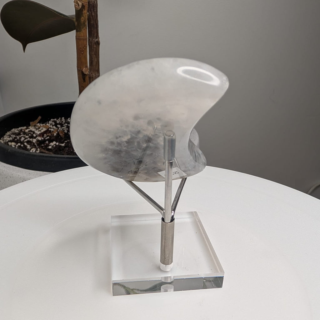 Agate Moon with Druzy Centre on stand