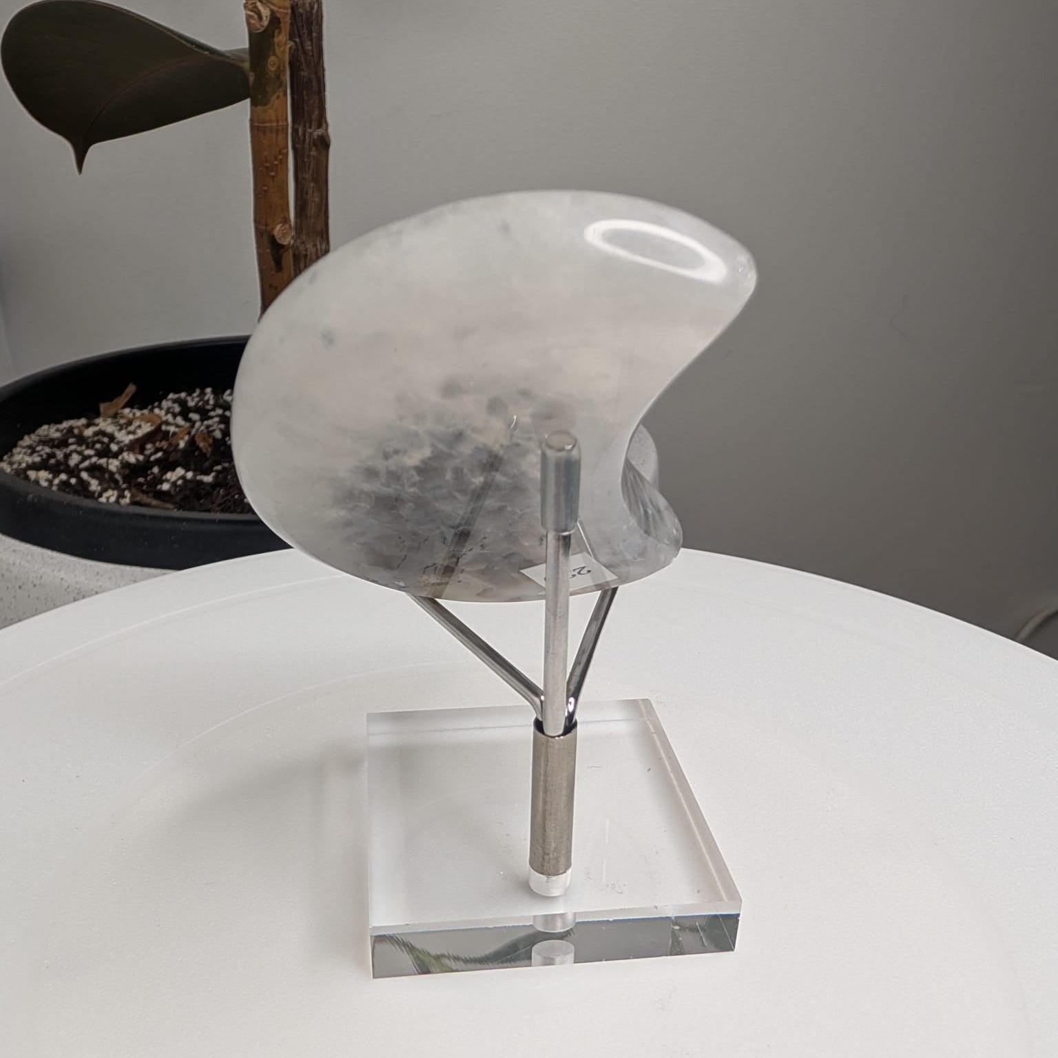 Agate Moon with Druzy Centre on stand