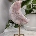 Pink Amethyst Druzy Moon on Stand