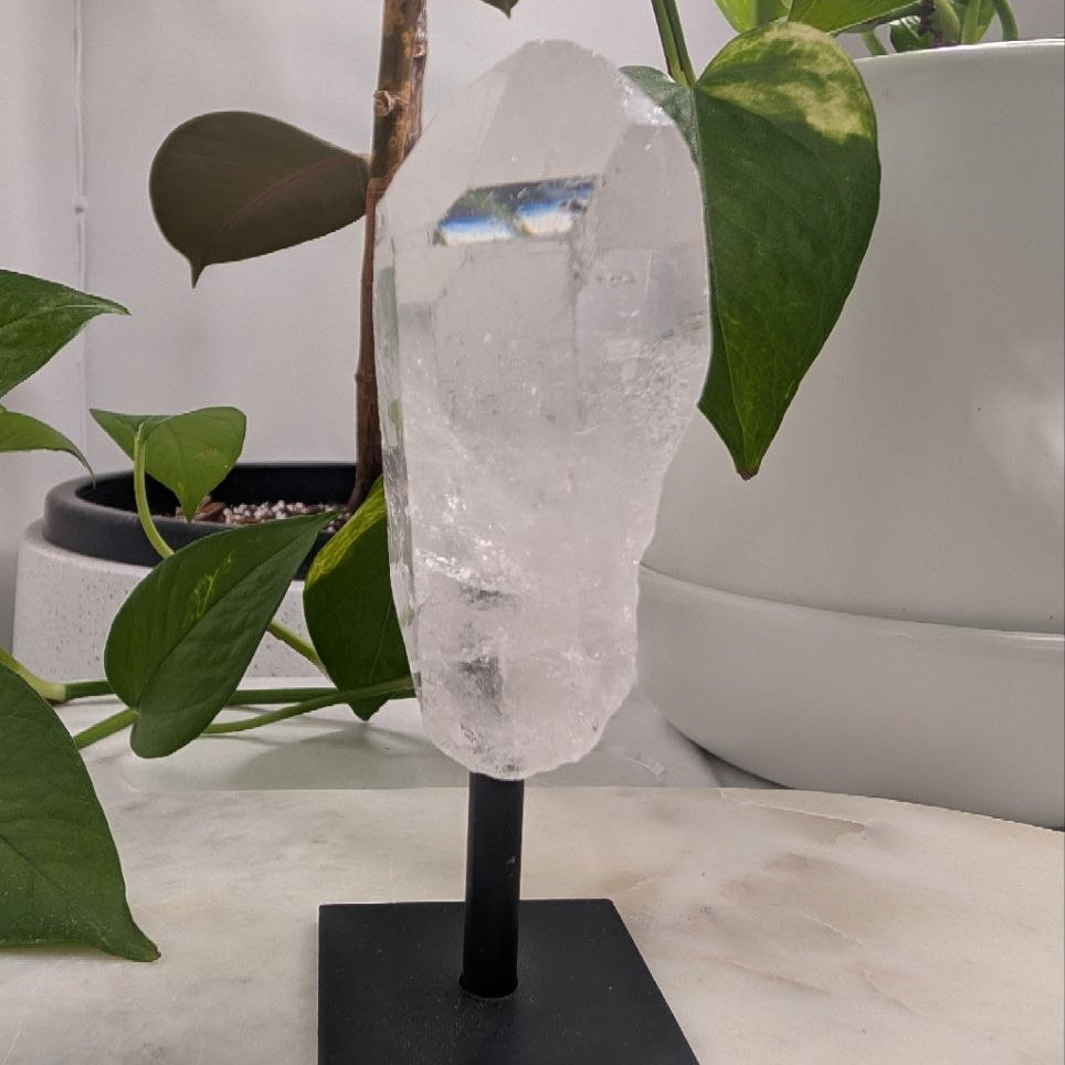 Clear Quartz on Metal Stand