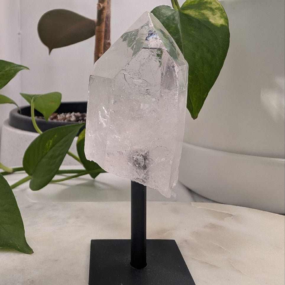Clear Quartz on Metal Stand