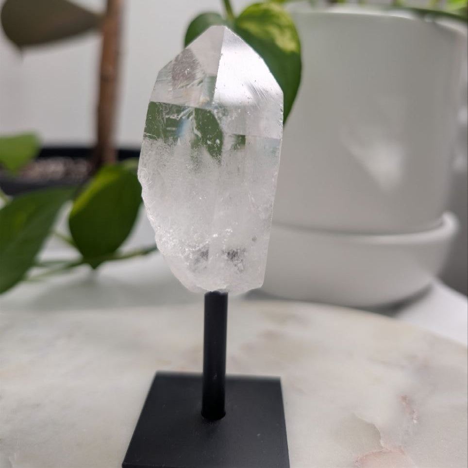 Clear Quartz on Metal Stand