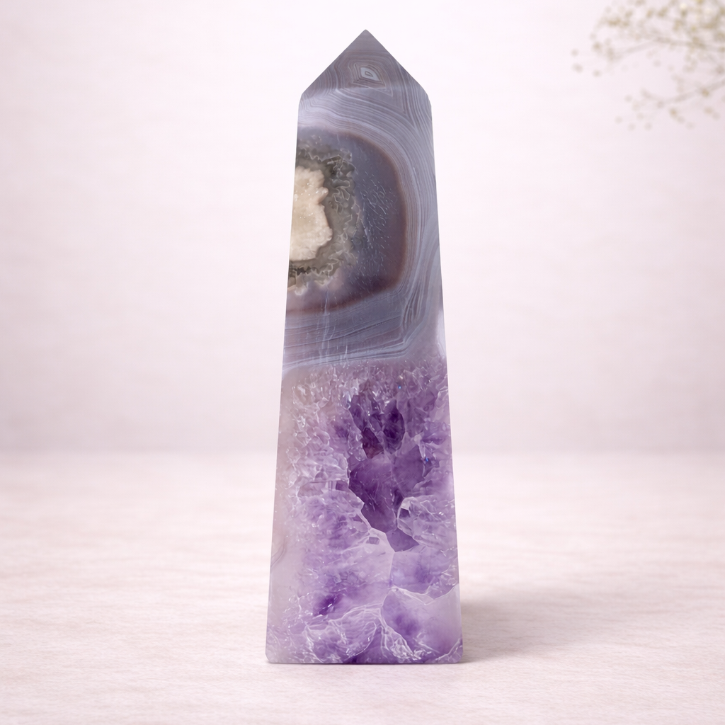 Druzy Agate Amethyst Tower
