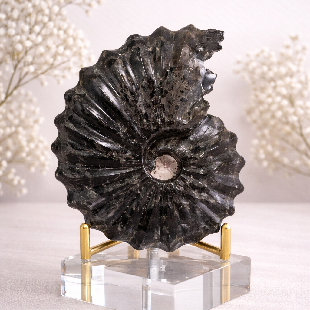 Black Ammonite Fossil