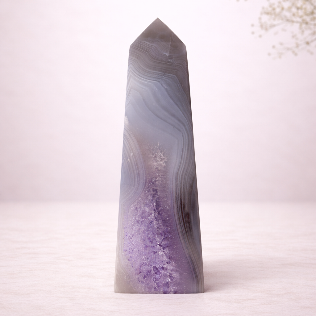 Druzy Agate Amethyst Tower