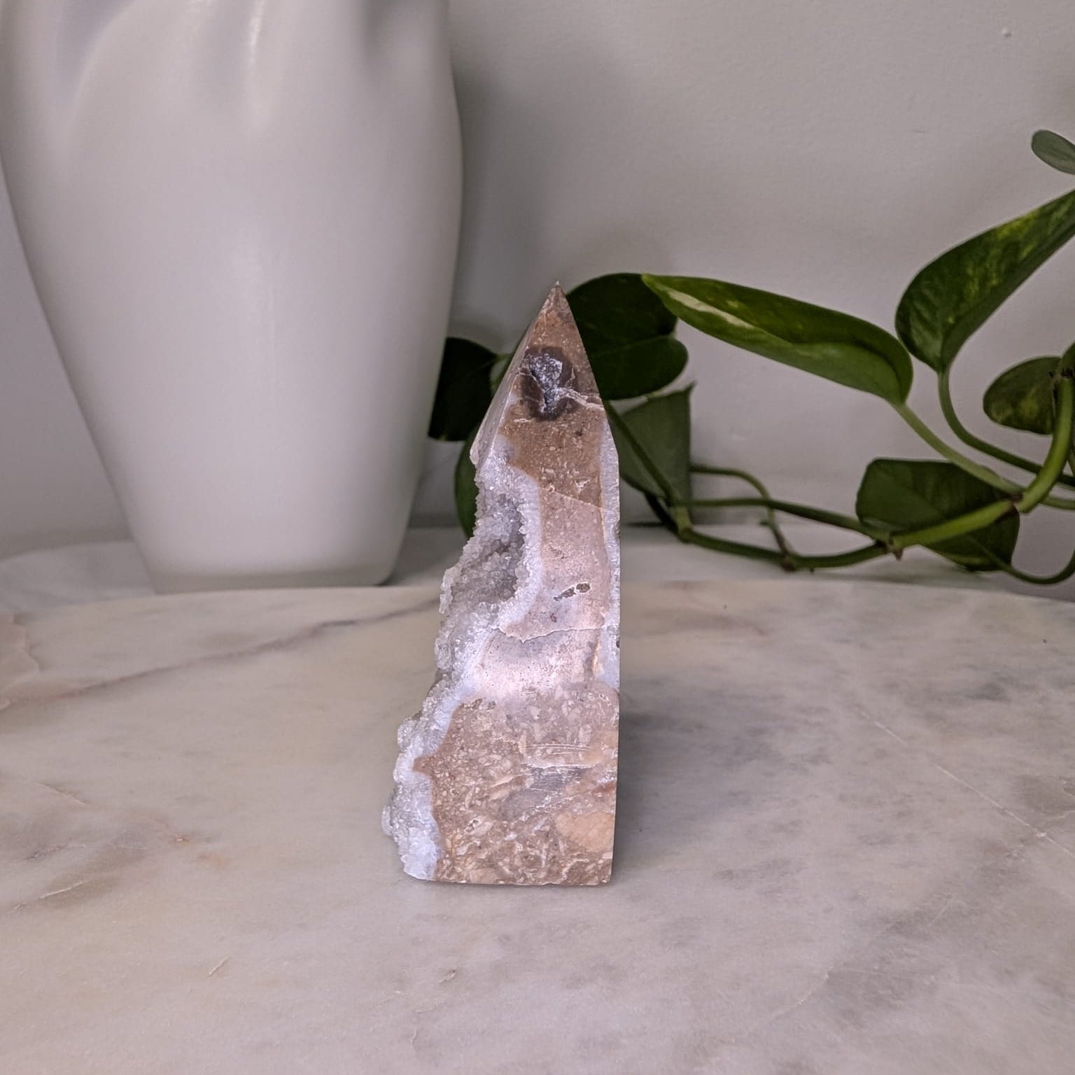 Druzy Agate Quartz Obelisk