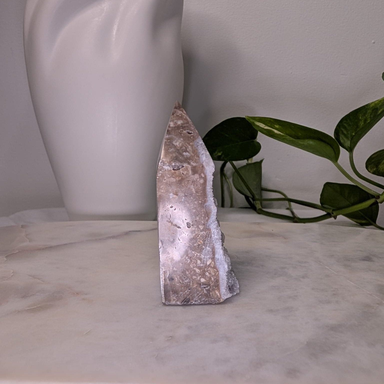 Druzy Agate Quartz Obelisk