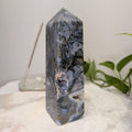 Blue Moss Agate Druzy Tower