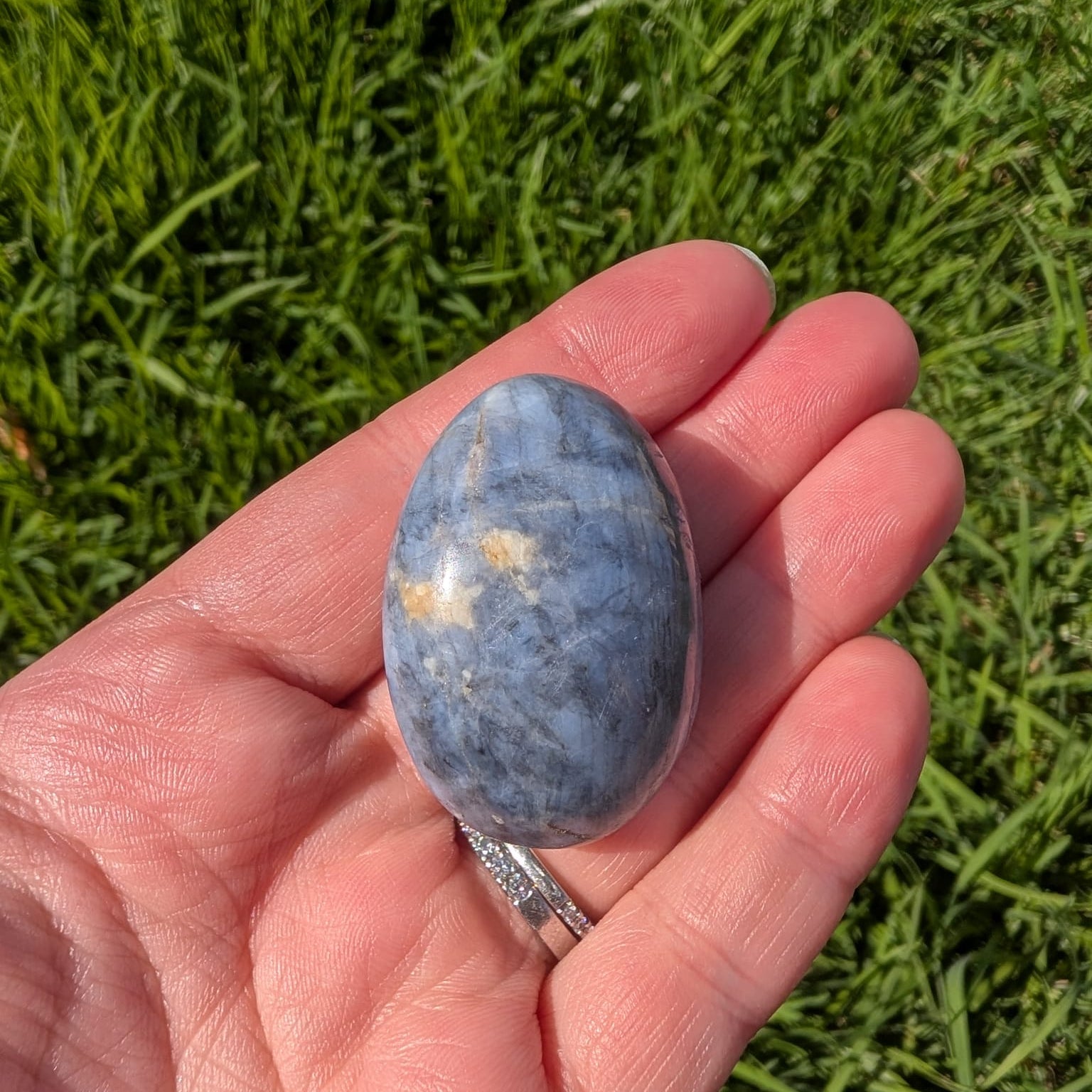 Blue Quartz Palm Stone