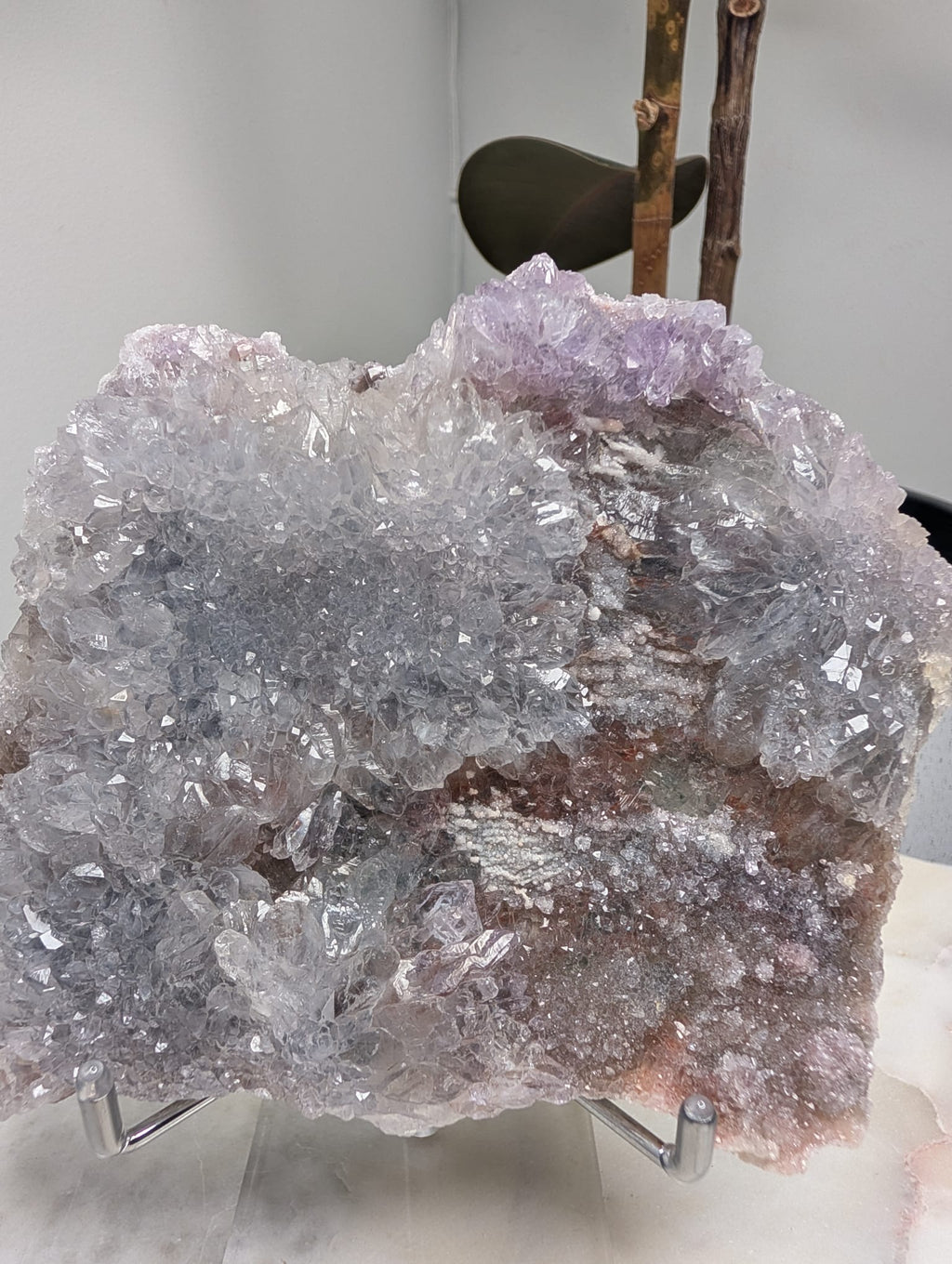 Lilac Zeolite on stand