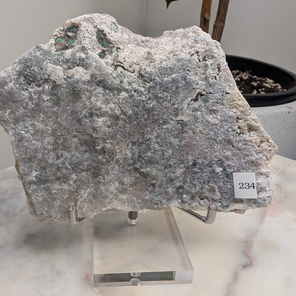 Lilac Zeolite on stand