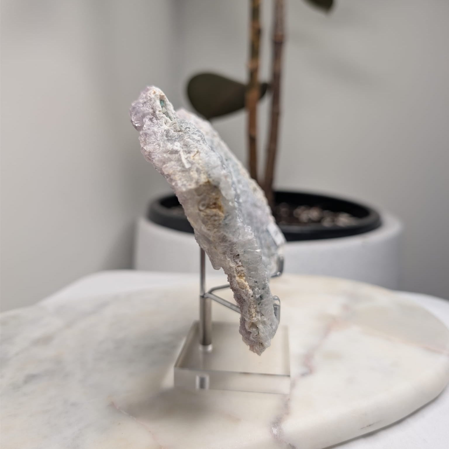 Lilac Zeolite on stand