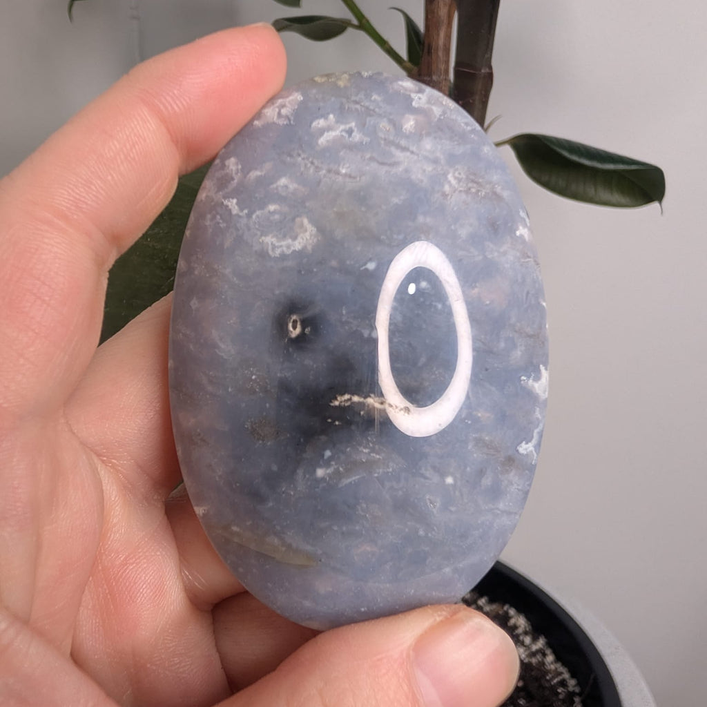 Blue Plume Agate Palmstone