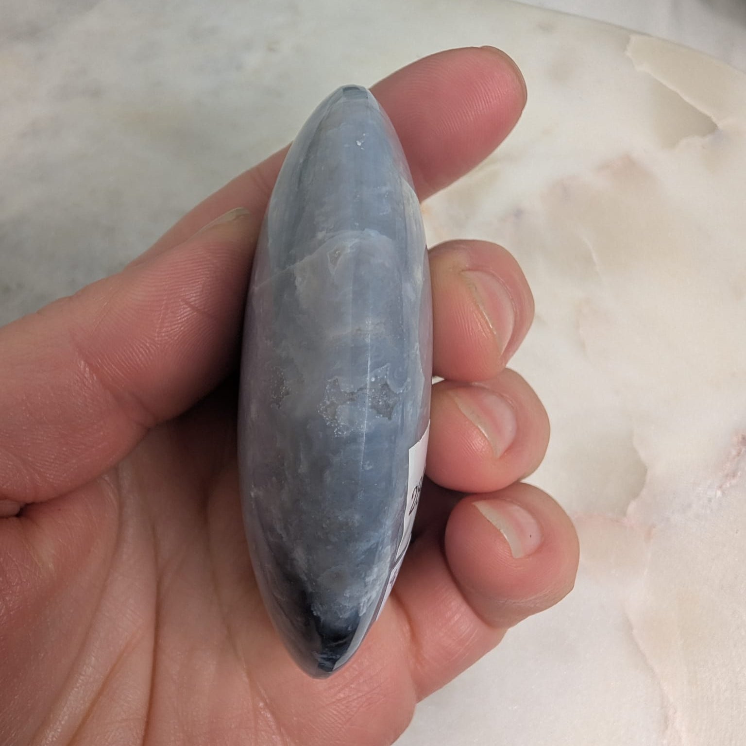 Blue Plume Agate Palmstone