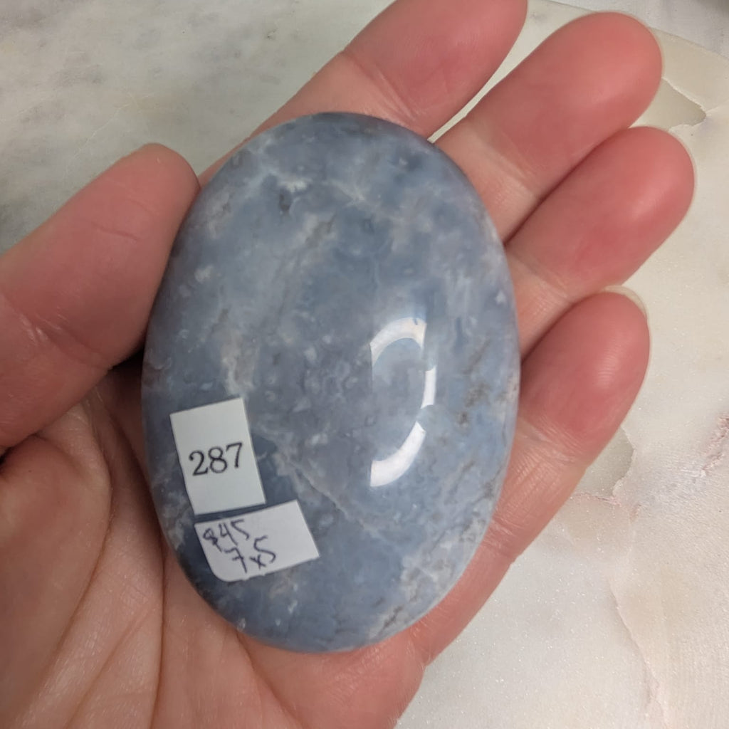 Blue Plume Agate Palmstone