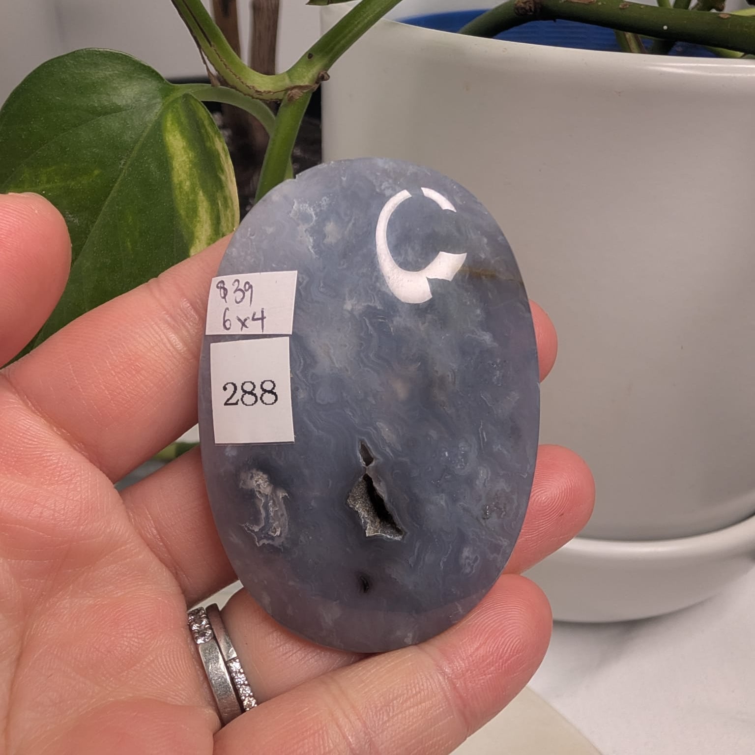 Blue Plume Agate Palmstone
