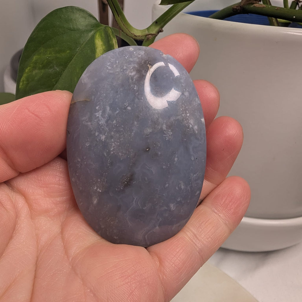 Blue Plume Agate Palmstone