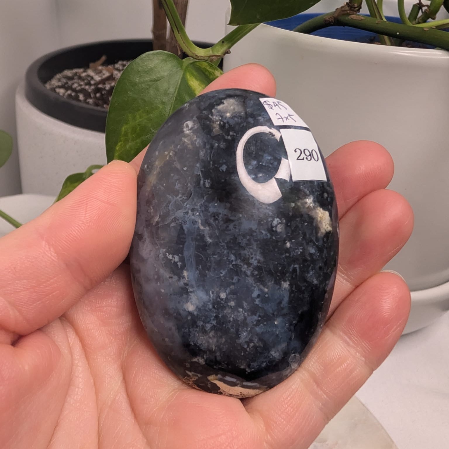Blue Plume Agate Palmstone