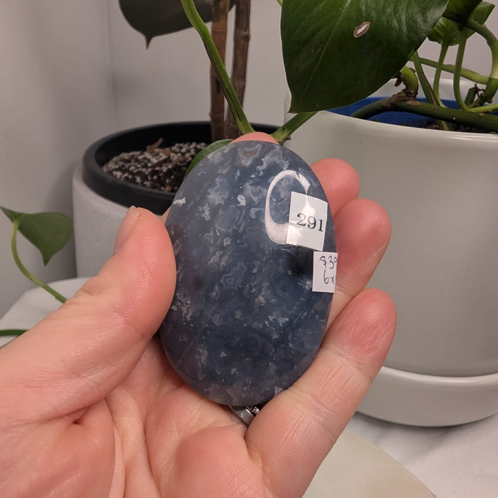 Blue Plume Agate Palmstone