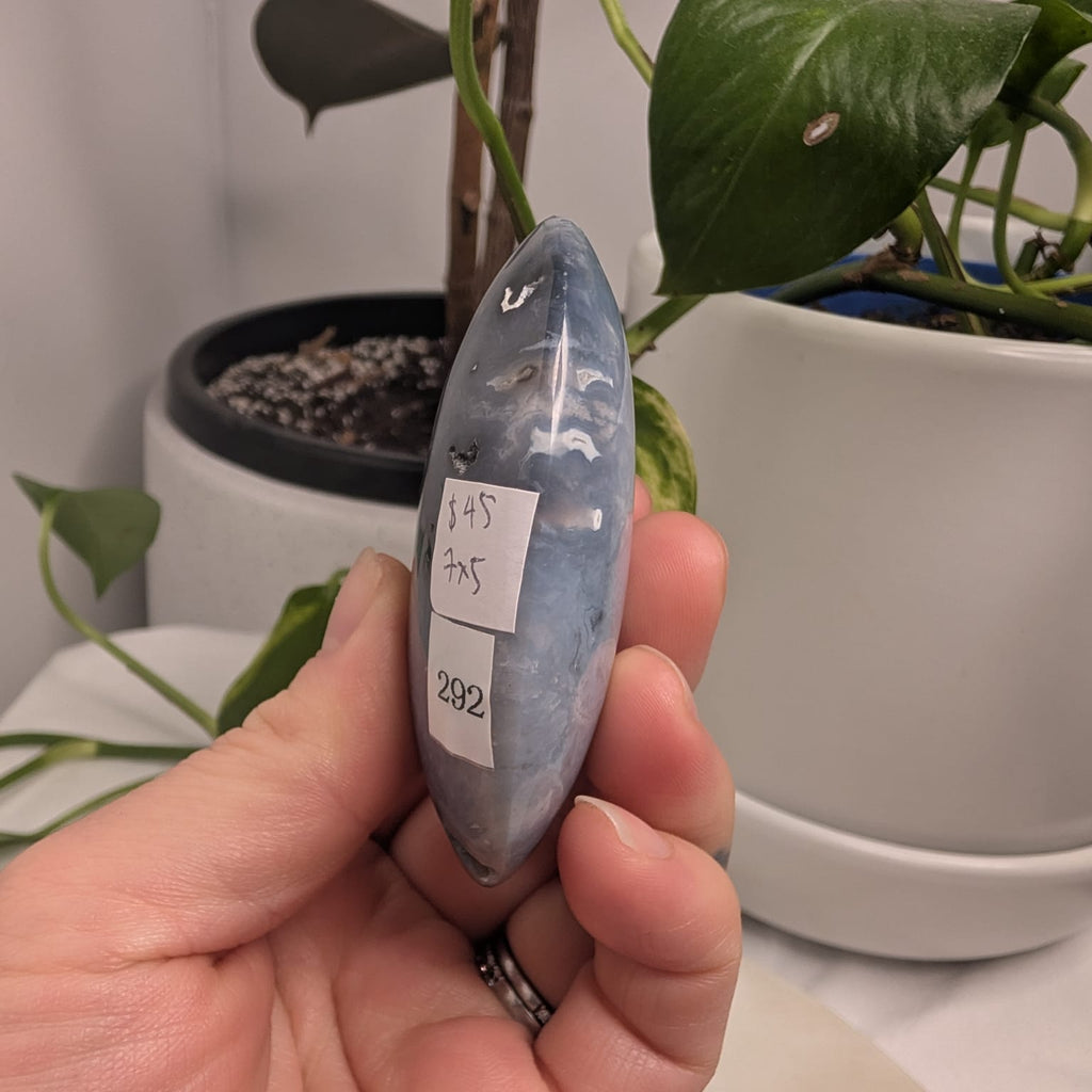 Blue Plume Agate Palmstone