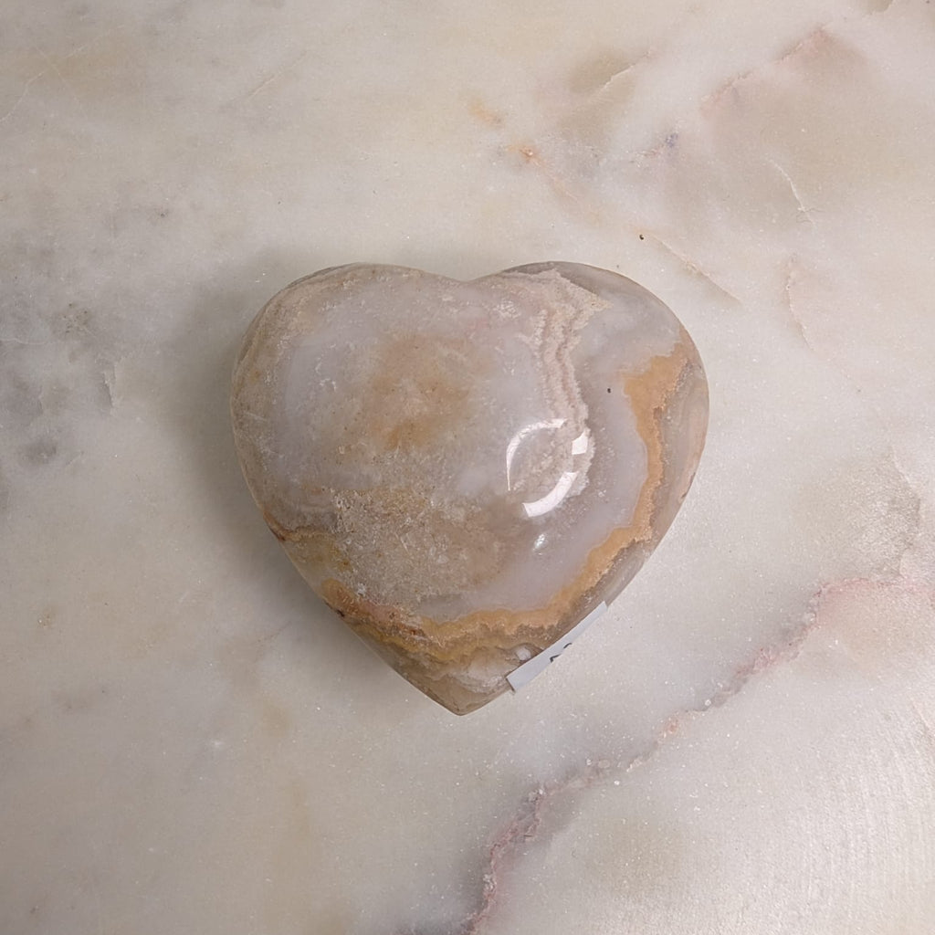 Peach Plume Agate Heart