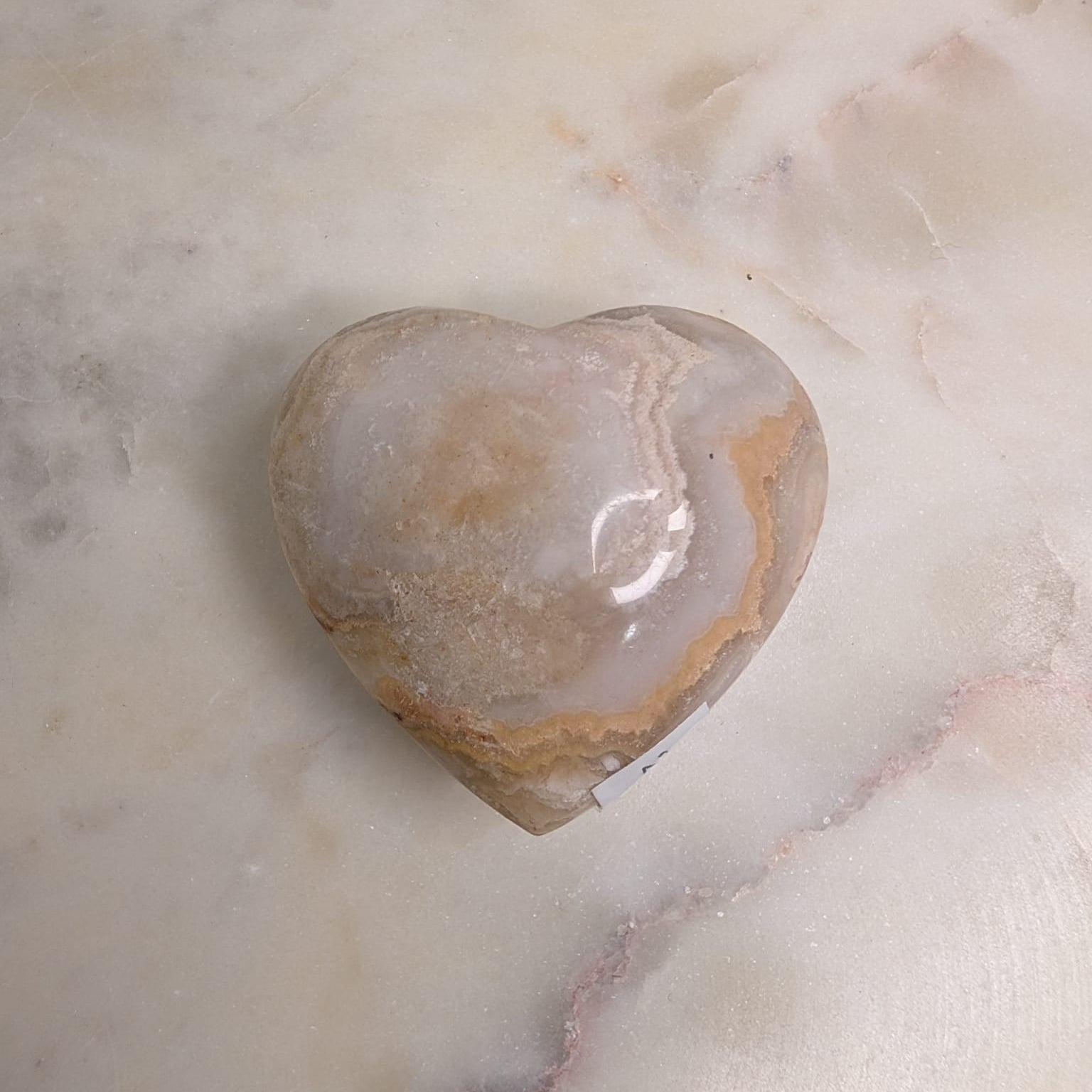 Peach Plume Agate Heart
