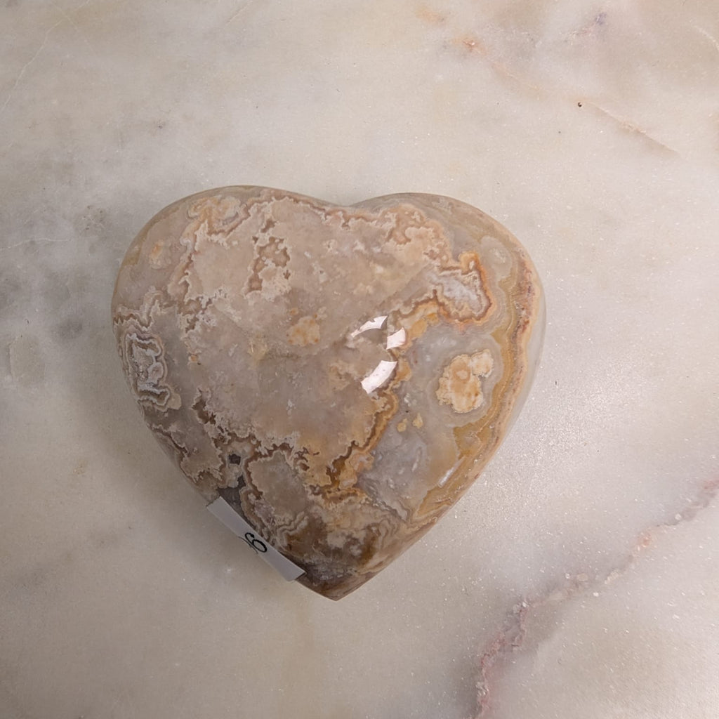 Peach Plume Agate Heart