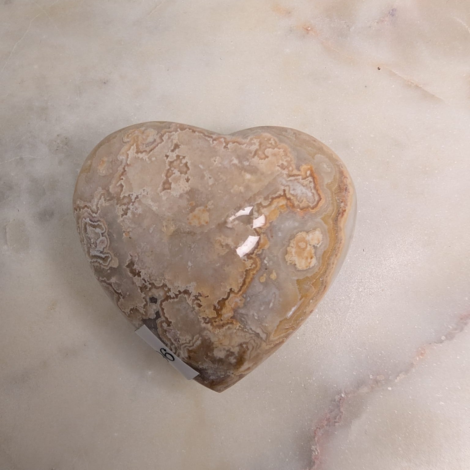 Peach Plume Agate Heart