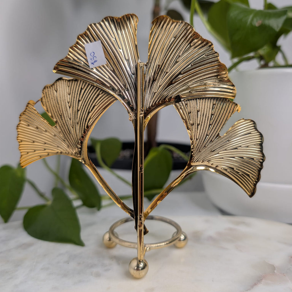 Gold Ginkgo Leaf Sphere Holder