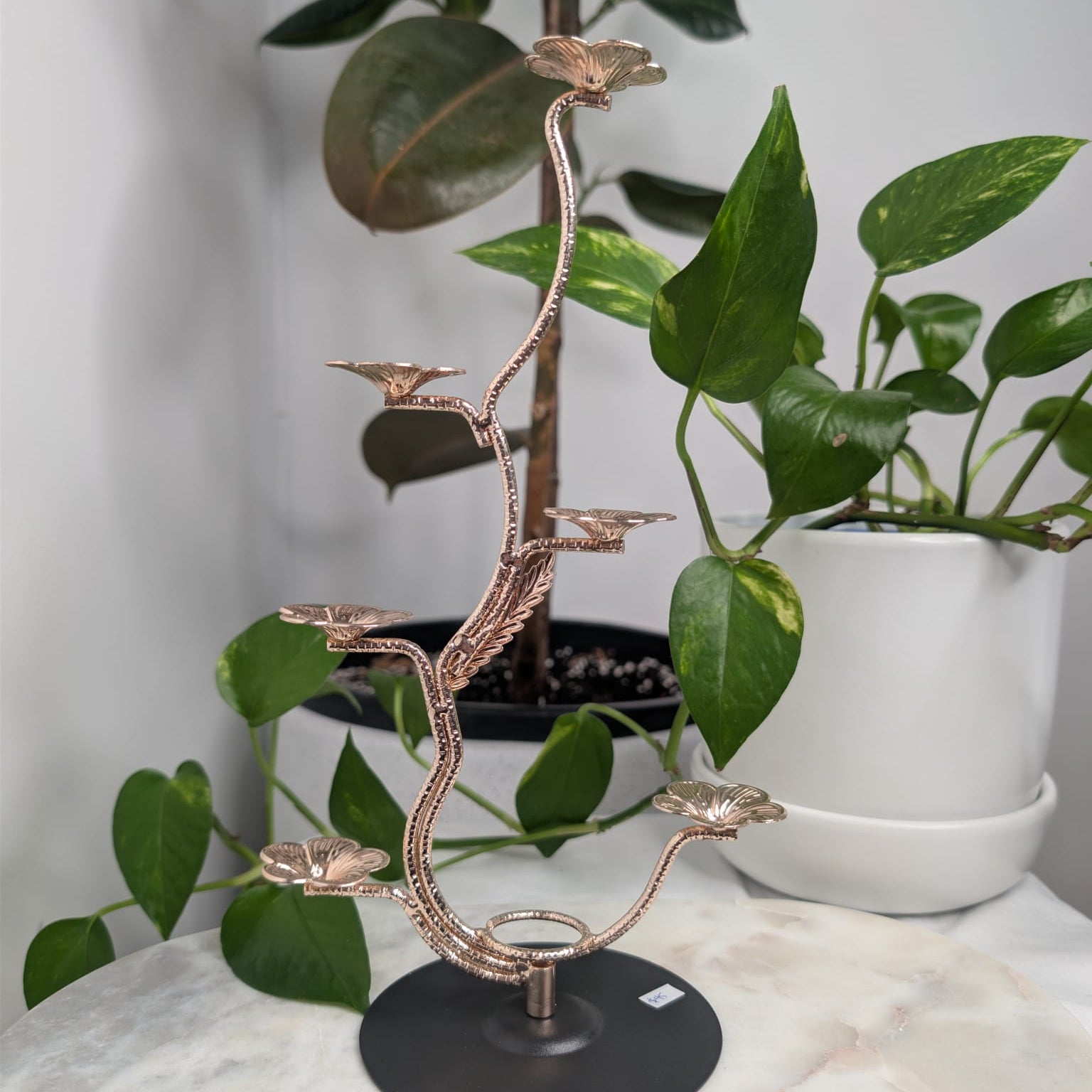 Rose Gold Floral Multi Crystal Sphere Display Stand