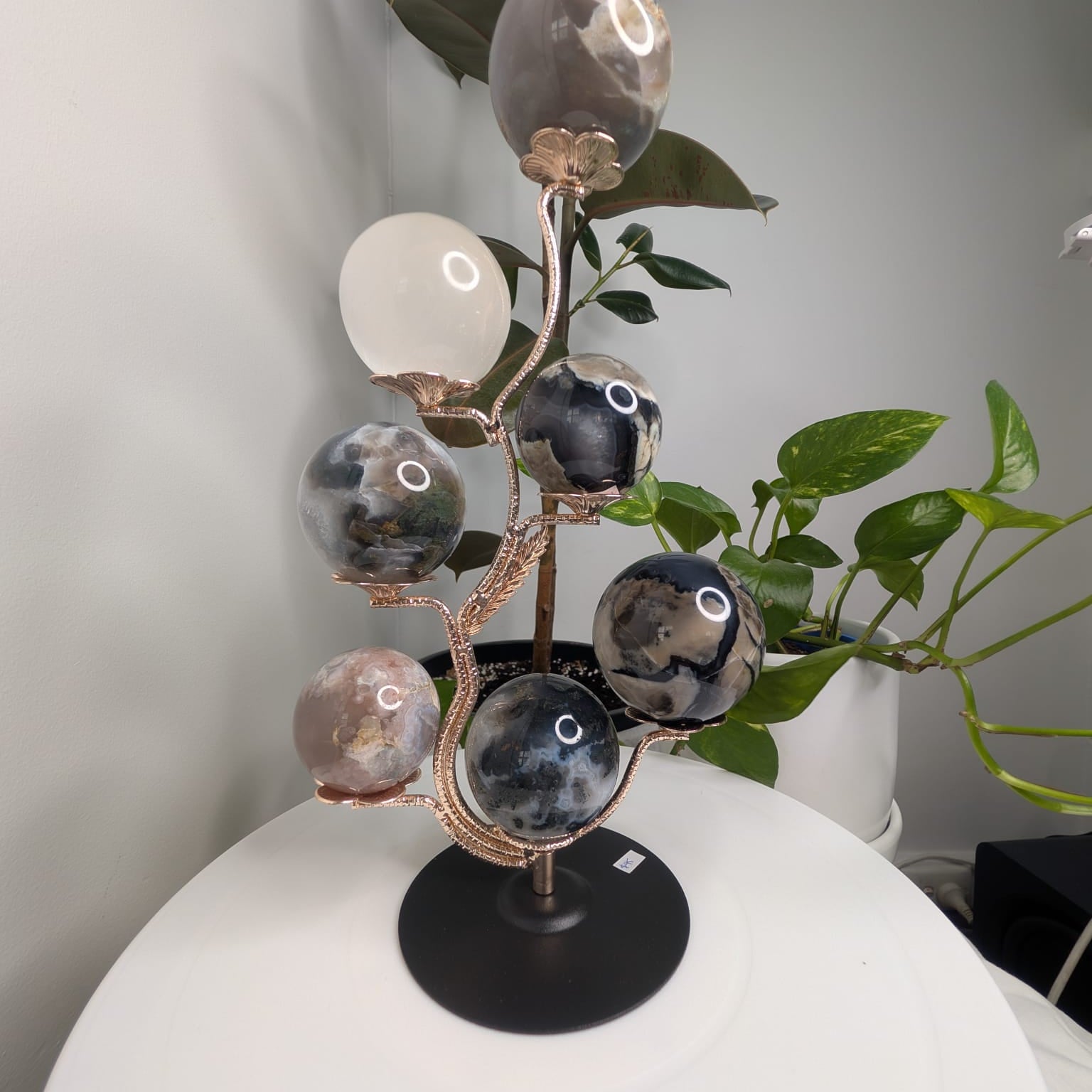Rose Gold Floral Multi Crystal Sphere Display Stand
