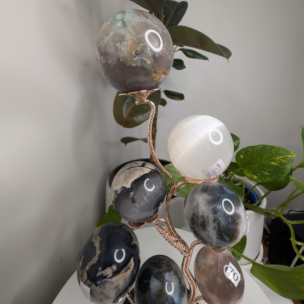 Rose Gold Floral Multi Crystal Sphere Display Stand