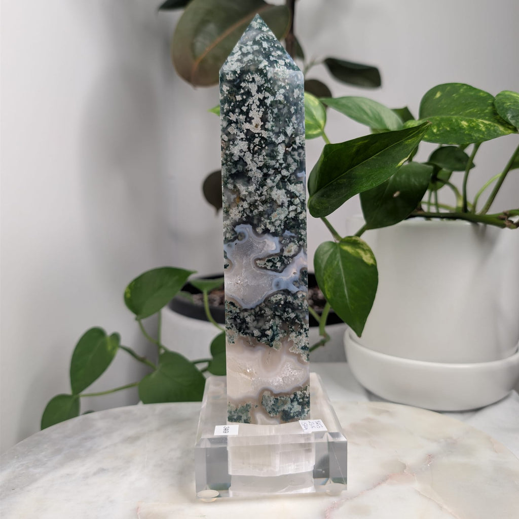 Moss Agate Druzy Tower