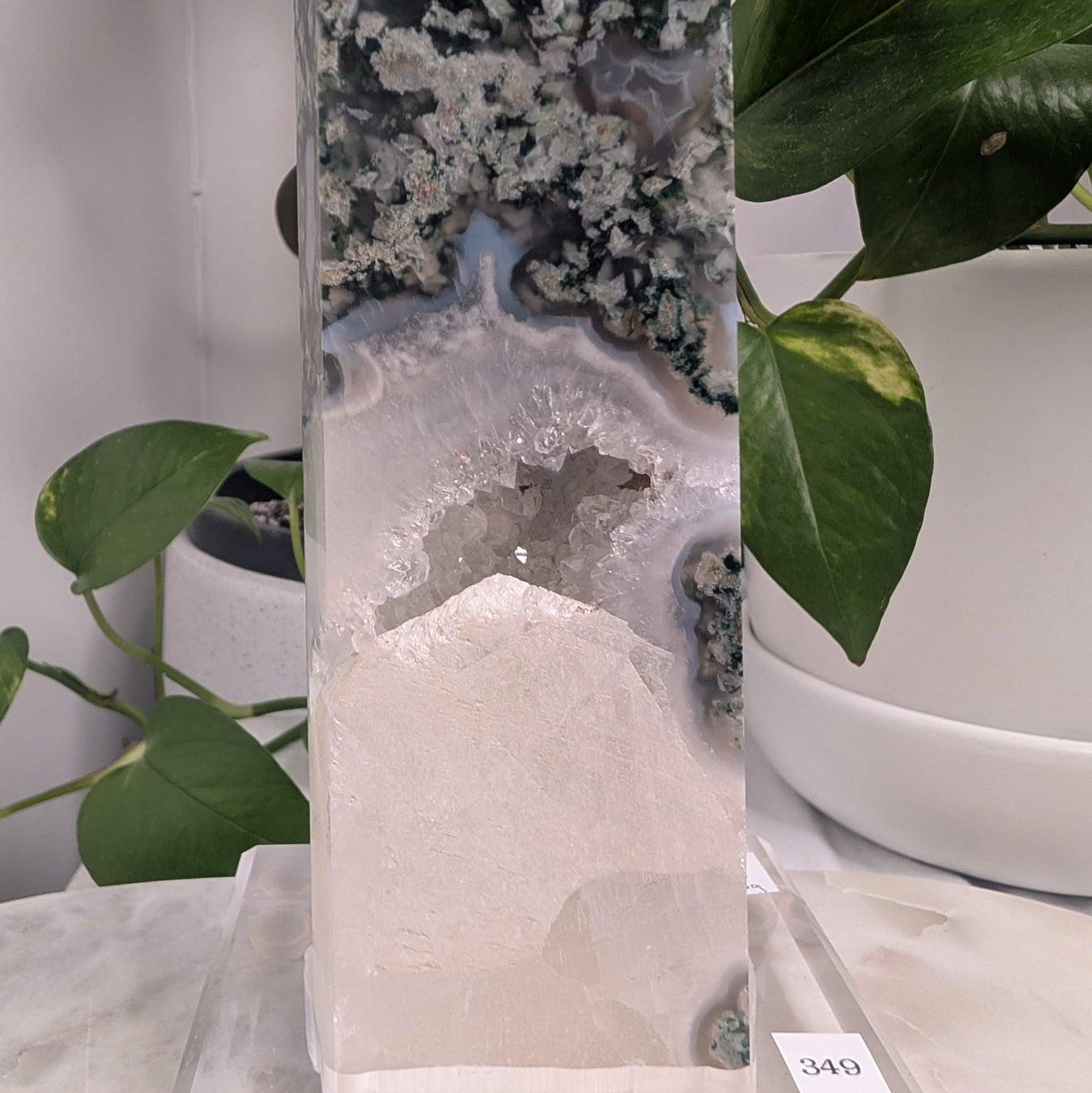 Moss Agate Druzy Tower