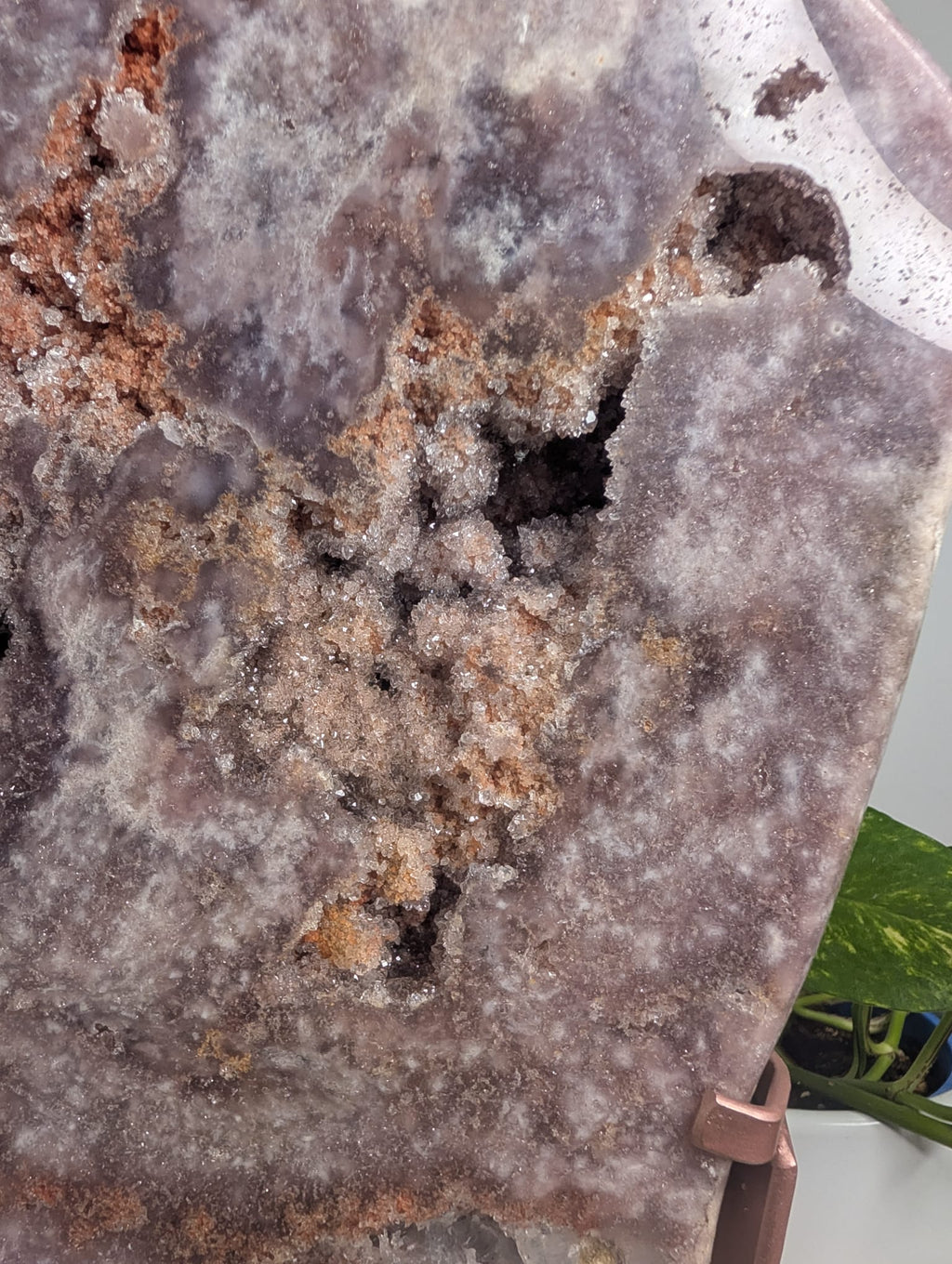 Pink Amethyst Druzy Slab on Stand